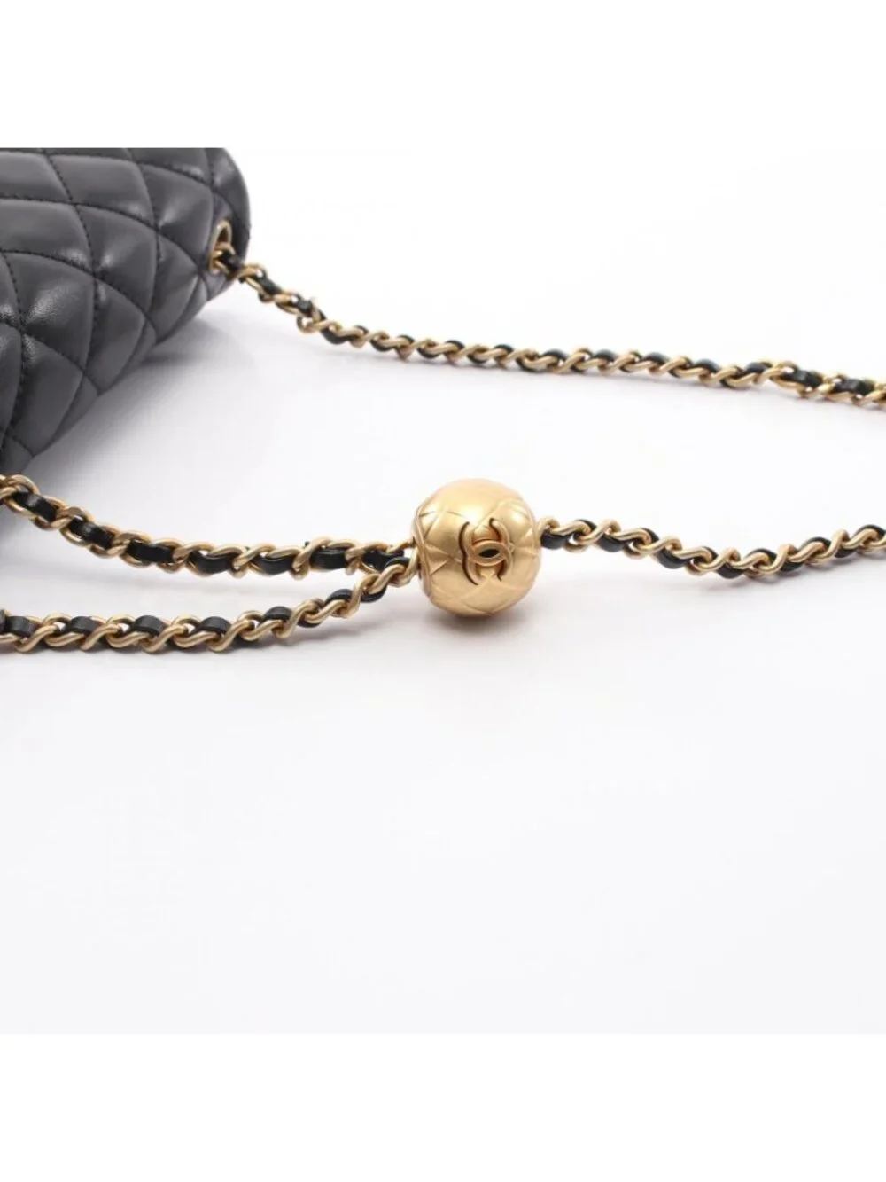 Chanel Shoulder Bag Mini Quilted Black Lambskin Chain